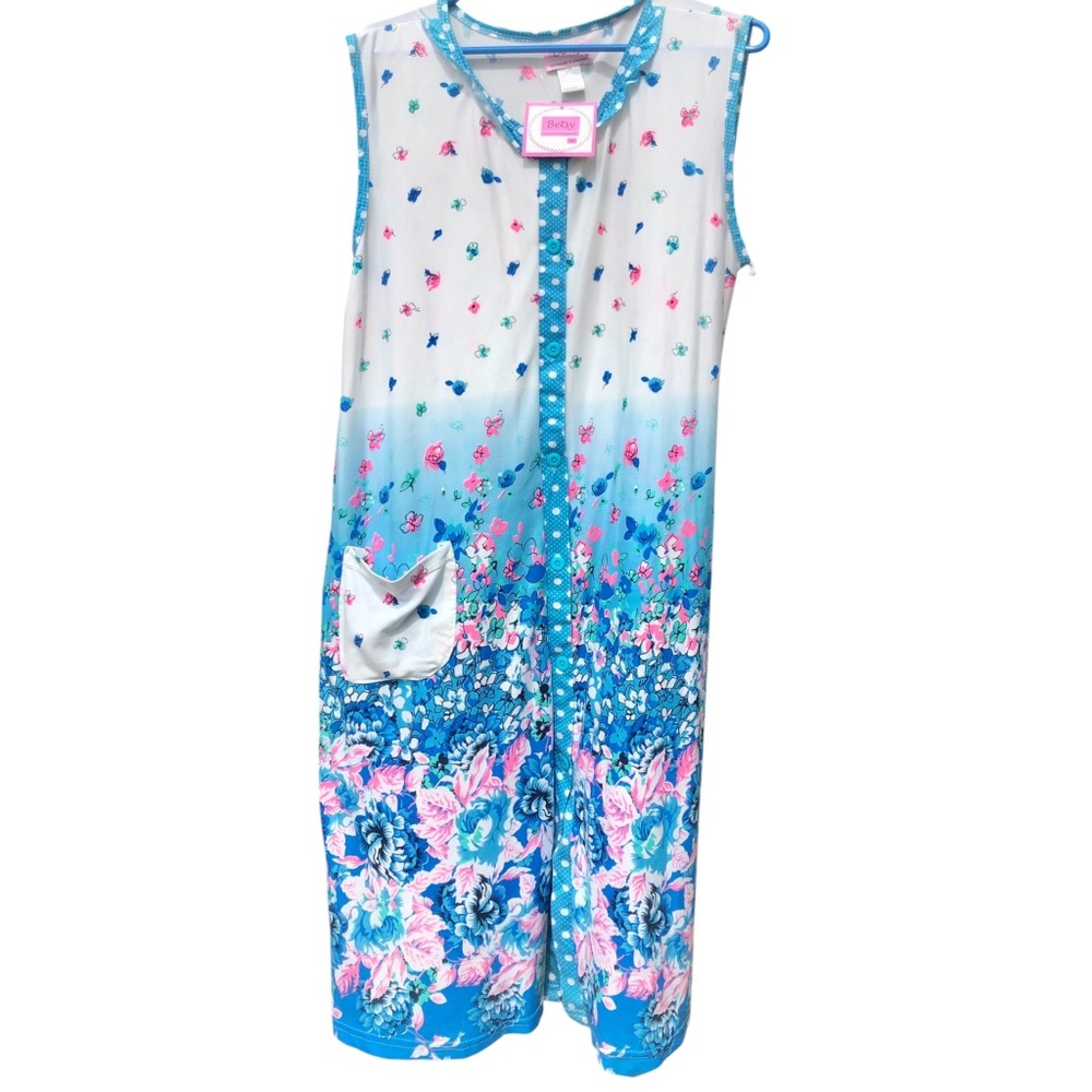 Betsy Floral House Gown Sleeveless Robe (L)